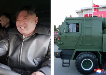 Ким Џонг-ун го презентира новото модернизирано борбено возило во Пјонгјанг
