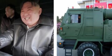 Ким Џонг-ун го презентира новото модернизирано борбено возило во Пјонгјанг