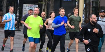 Муцунски и белгискиот министер на трчање низ Скопје