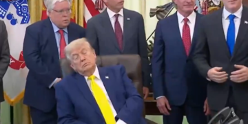 Видео: Трамп дремна на состанок во Белата куќа