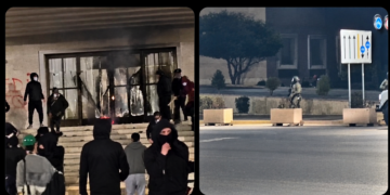 (ВИДЕО) ТИРАНА ВО ХАОС: Запален влезот на поранешниот хотел „Дајти“, специјалците РЕНЕА ја обезбедуваат Владата
